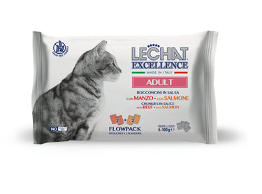 Excellence - Cat Wet Pouches Flow Pack ADULT beef/salmon - Pack of 4